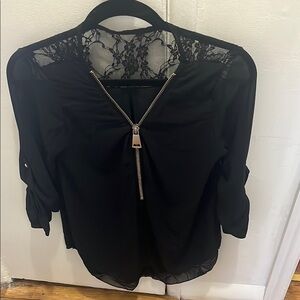 Michael Kors Black Lace Tie Front Blouse